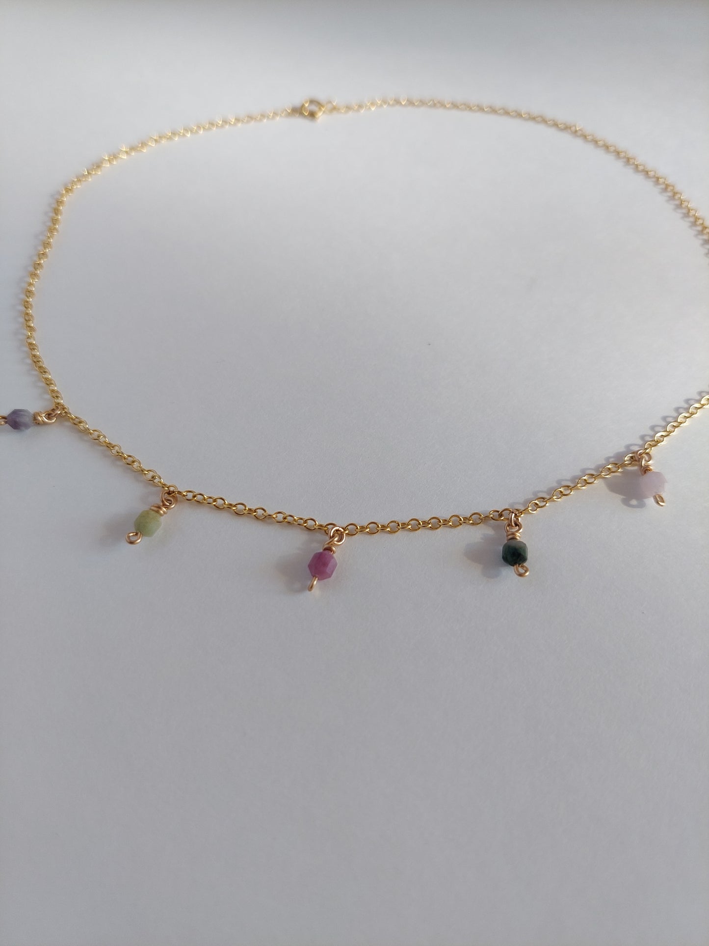 Rainbow Tourmaline & Gold Necklace