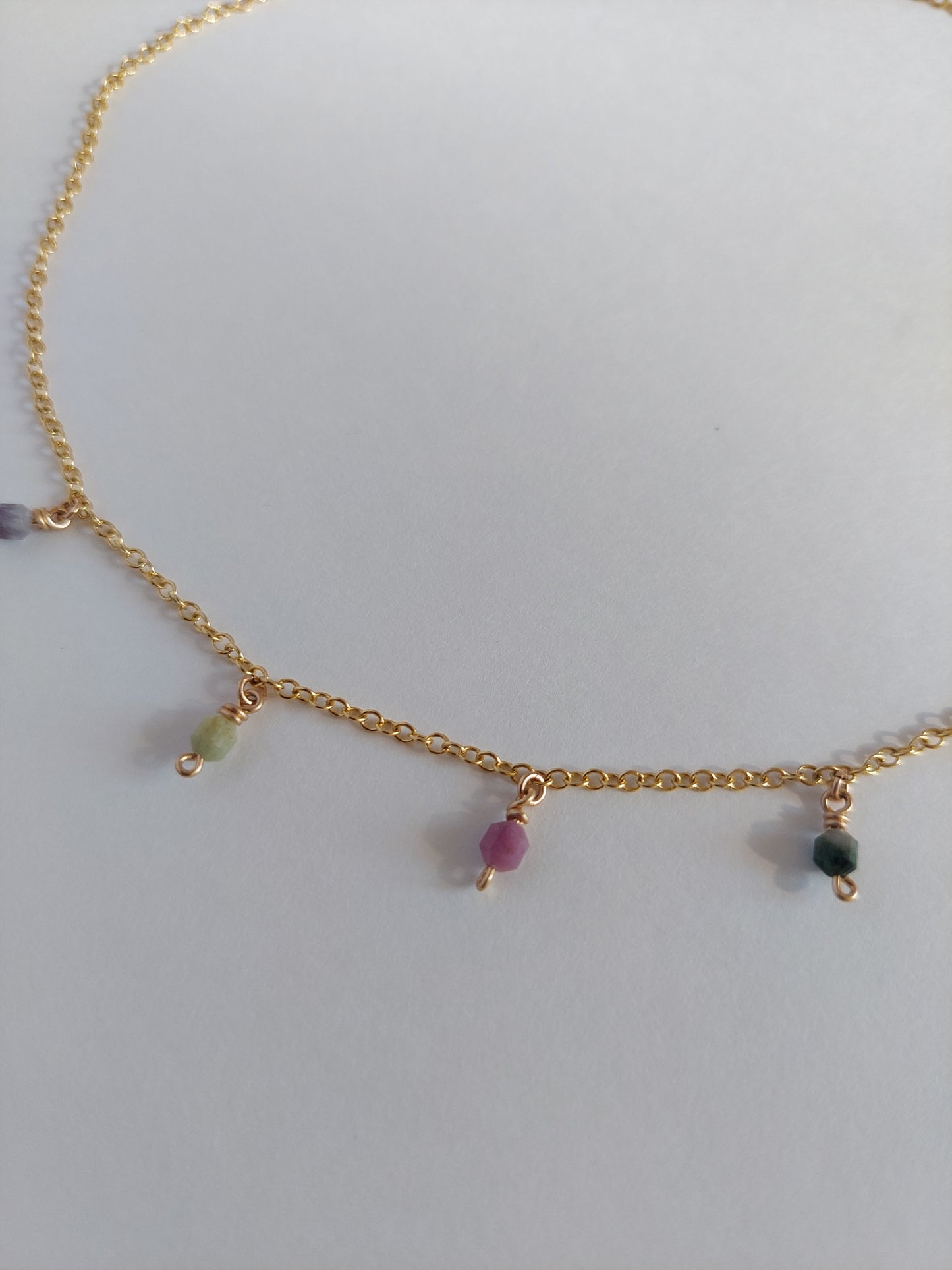 Rainbow Tourmaline & Gold Necklace