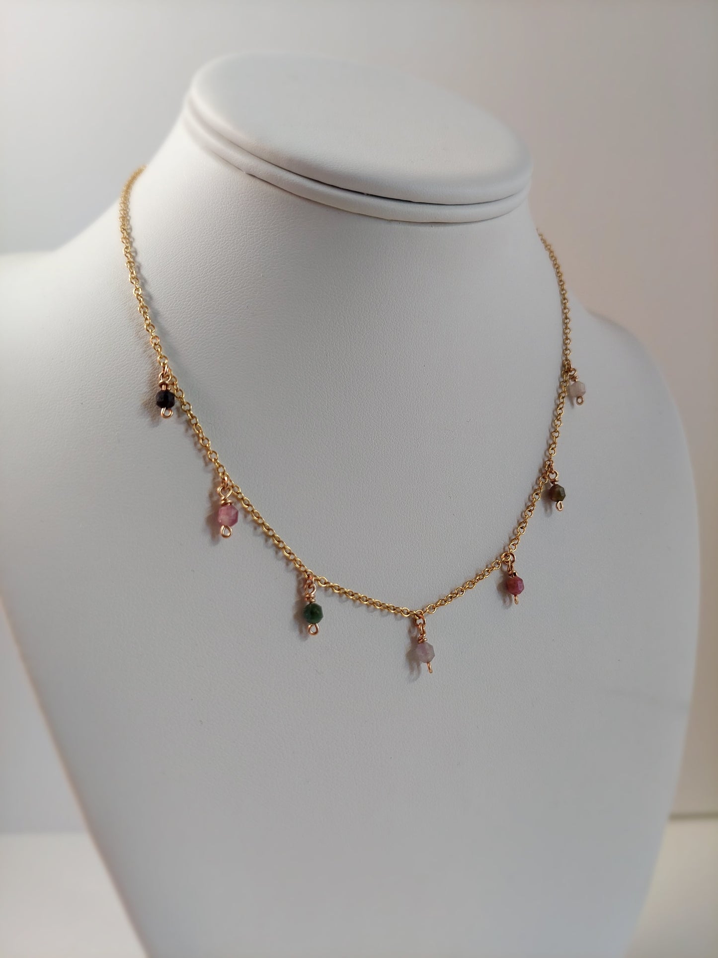 Rainbow Tourmaline & Gold Necklace